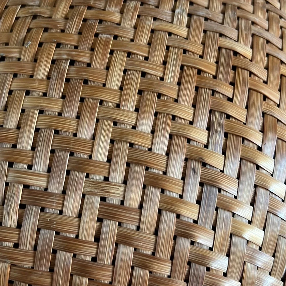 Vintage Rare Bamboo Round Woven Basket 16”